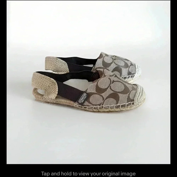 Coach Rayanne Sling Flat Slip-On Elastic Loafer Espadrille Brown/Tan Size 6B - Picture 4 of 9